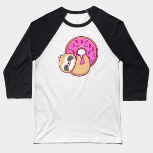 Cute Sloth Hug Big Doughnut Baseball T-Shirt